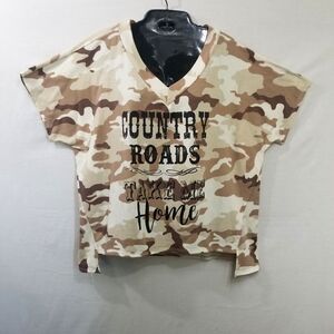 Womens Ces Femme Oversized Shirt Camo Take Me Home Country Road Size Medium